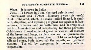 Culpeper herbal entry for flax (linseed) detail 2