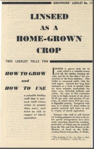 Growmore Linseed. WW2 Leaflet from Ministry Fisheries and Agriculture
